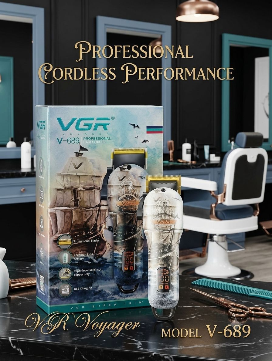 ماشین اصلاح وی جی آر مدل V-689 با تیغه استیل ضد زنگ و برش مستقیم