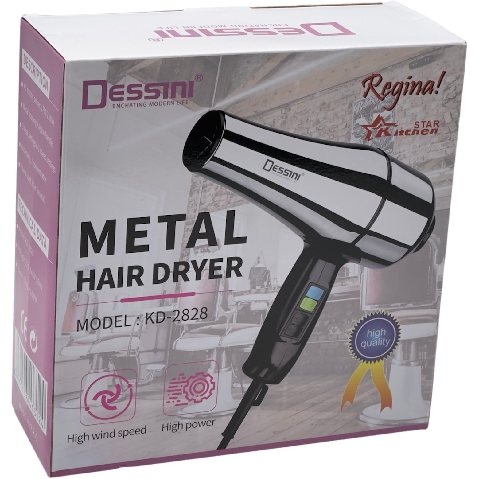 سشوار حرفه ای دسینی مدل KD2828 با باد سرد و متمرکز کننده